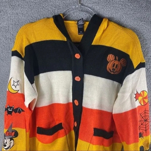 NEW DISNEY MICKEY‎ MOUSE Candy Corn Cardigan Her Universe Hoodie Halloween S - Picture 12 of 16